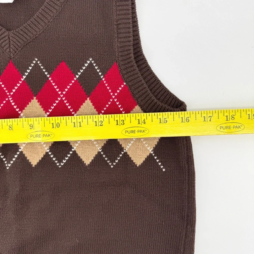 Gymboree Sweater Vest Boys Medium 7-8 Brown‎ Argyle V-Neck Cotton Preppy Knit